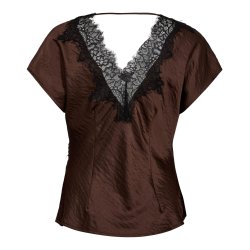 Idun lace ss blouse Co'Couture, dark brown