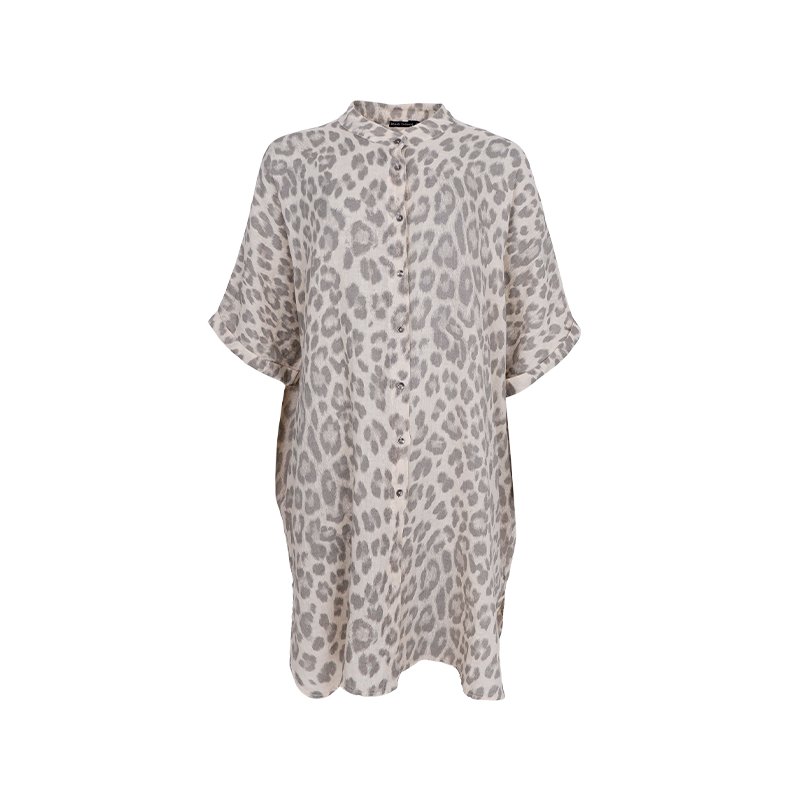 Melina linen tunic Black Colour, natural leo