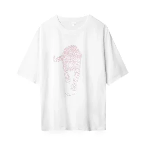 Tegan cotton t-shirt Lala Berlin, white rose leopard