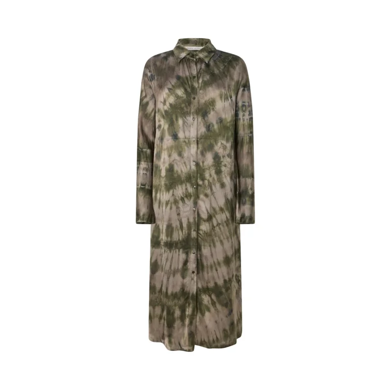 Vija lava button dress Rabens Salloner, grey green combo