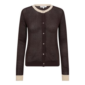 Lue pointelle cardigan Co'Couture, dark brown