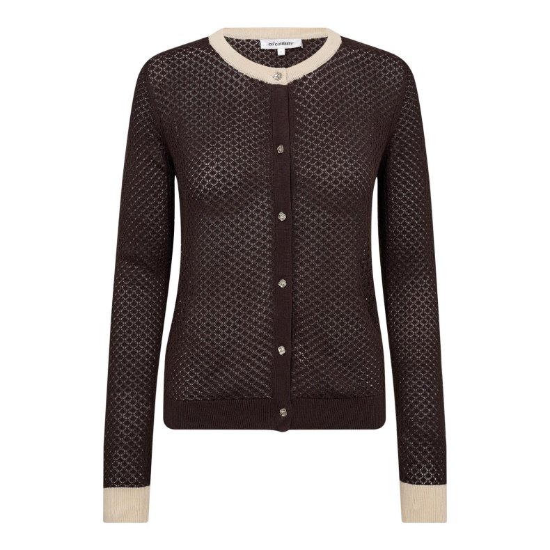 Lue pointelle cardigan Co'Couture, dark brown