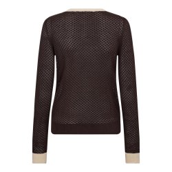 Lue pointelle cardigan Co'Couture, dark brown
