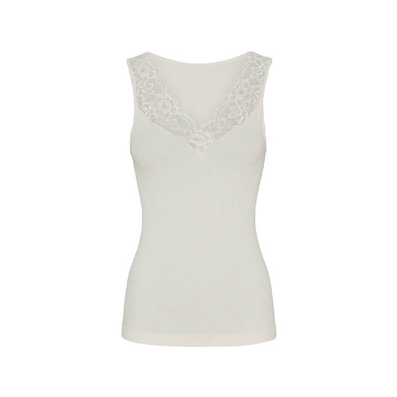 Belen rib v-lace top Tim &amp; Simonsen, ivory