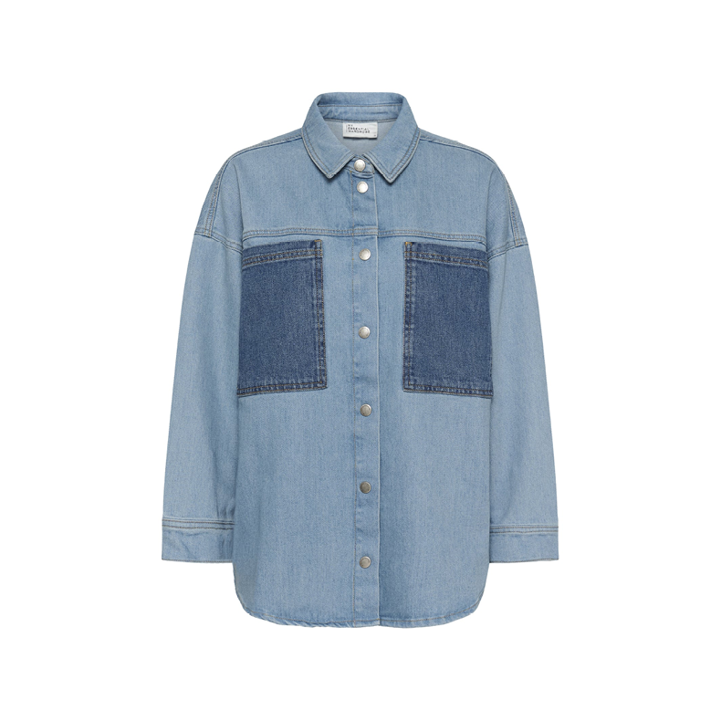 Mazie 139 boxy mix shirt My Essential Wardrobe, light blue/blue