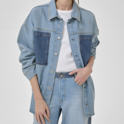 Mazie 139 boxy mix shirt My Essential Wardrobe, light blue/blue