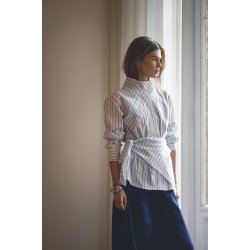 Somo stripe funnel neck shirt Co'Couture, white