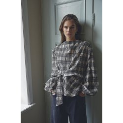 Chandler check tie blouse Co'Couture, bone