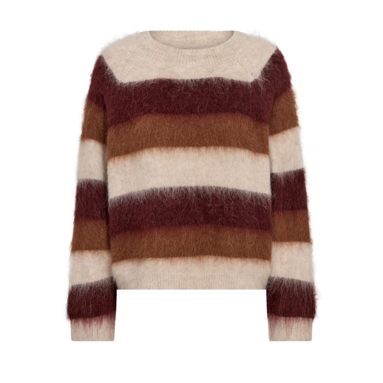 Suvi stripe knit Mos Mosh, russet brown