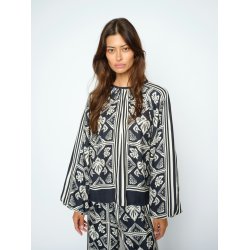 Mikey linocut blouse Mos Mosh, salute navy
