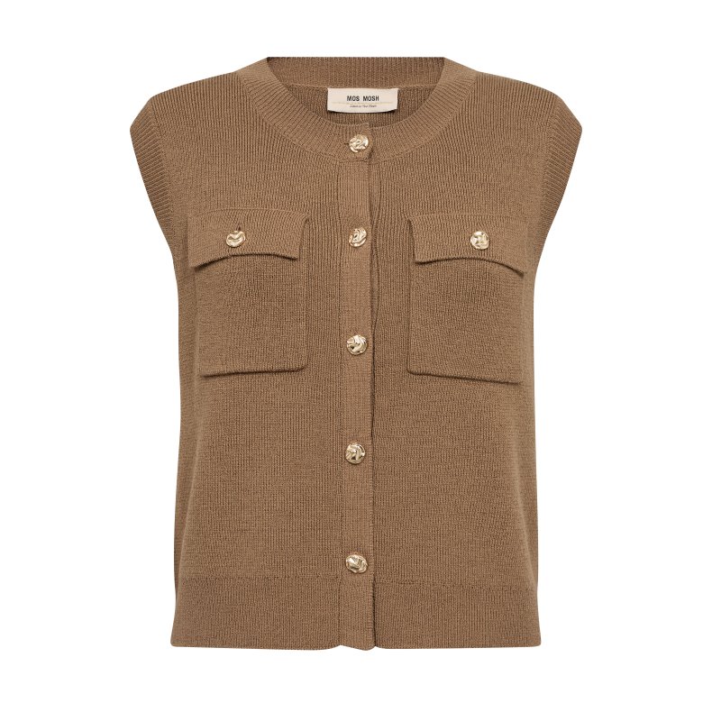 Ayana wool knit vest Mos Mosh, dark camel