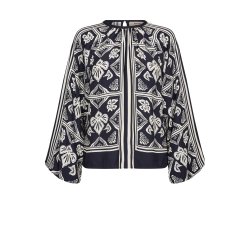 Mikey linocut blouse Mos Mosh, salute navy