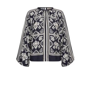 Mikey linocut blouse Mos Mosh, salute navy