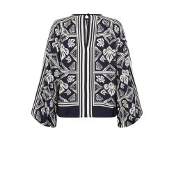 Mikey linocut blouse Mos Mosh, salute navy