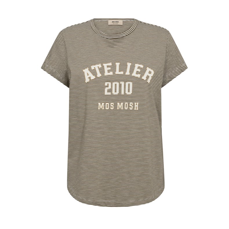 Camp o-ss stripe tee Mos Mosh, burnt olive