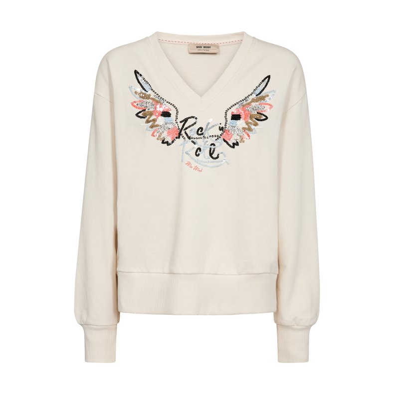 MMCosette v-l-s spring sweatshirt Mos Mosh, ecru