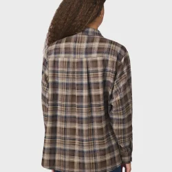 Dalma flannel check shirt Neo Noir, dark taupe