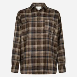 Dalma flannel check shirt Neo Noir, dark taupe