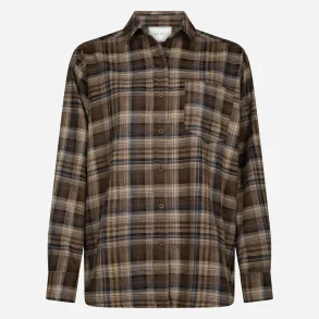 Dalma flannel check shirt Neo Noir, dark taupe