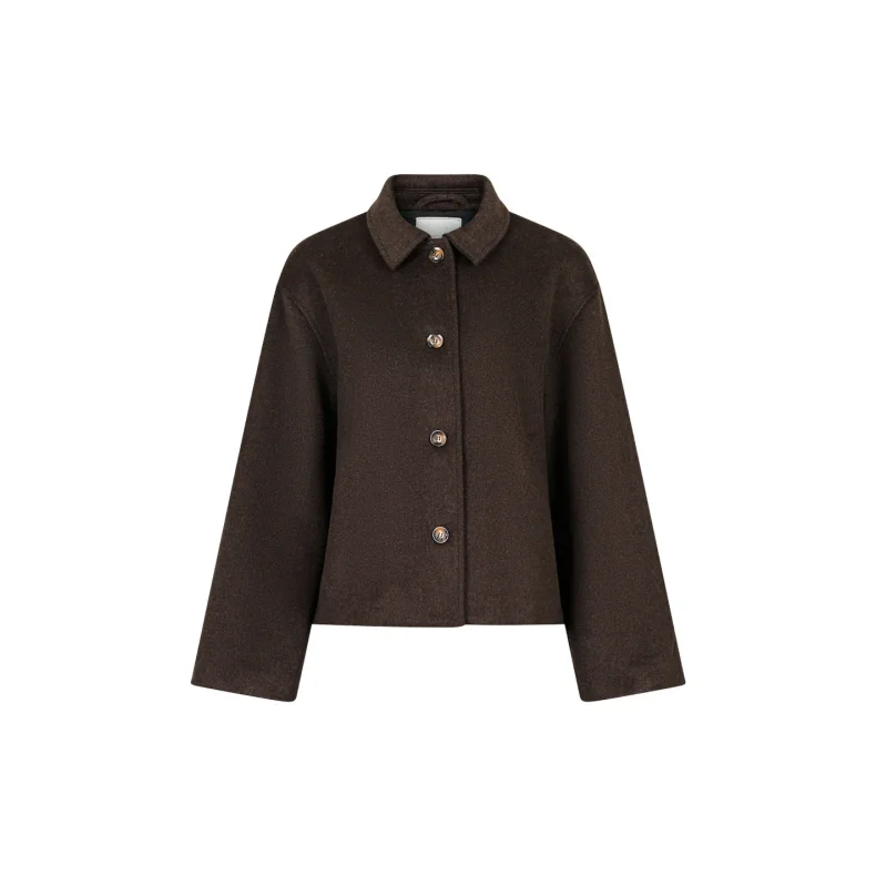 Hamra wool jacket Neo Noir, chocolate brown