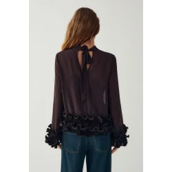 N-latanietta blouse Noella, chocolate