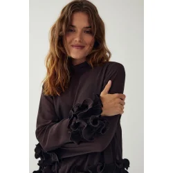 N-latanietta blouse Noella, chocolate
