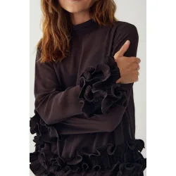 N-latanietta blouse Noella, chocolate