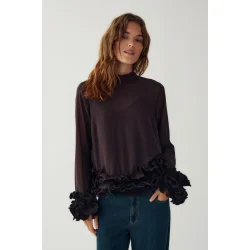 N-latanietta blouse Noella, chocolate