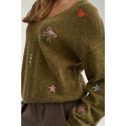 Nuyppa embroidery pullover N�mph, fir green