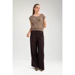 Nuyppa embroidery vest N�mph, taupe gray melange