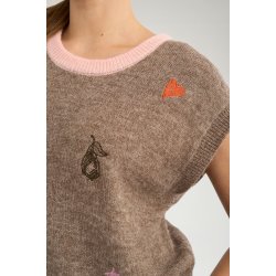 Nuyppa embroidery vest N�mph, taupe gray melange