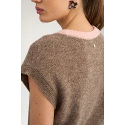 Nuyppa embroidery vest N�mph, taupe gray melange