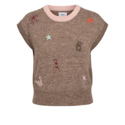 Nuyppa embroidery vest N�mph, taupe gray melange