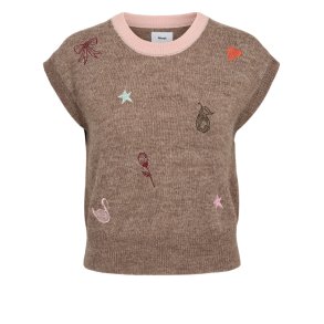 Nuyppa embroidery vest N�mph, taupe gray melange