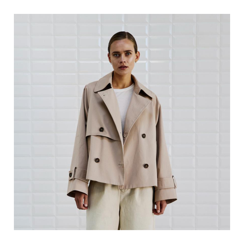 Ophelia short trenchcoat WithBlack, copenhagen sands