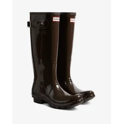 Womens original tall gloss boot Hunter, chocolate brown