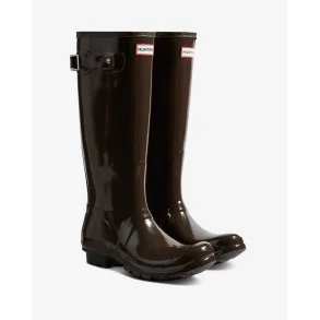 Womens original tall gloss boot Hunter, chocolate brown