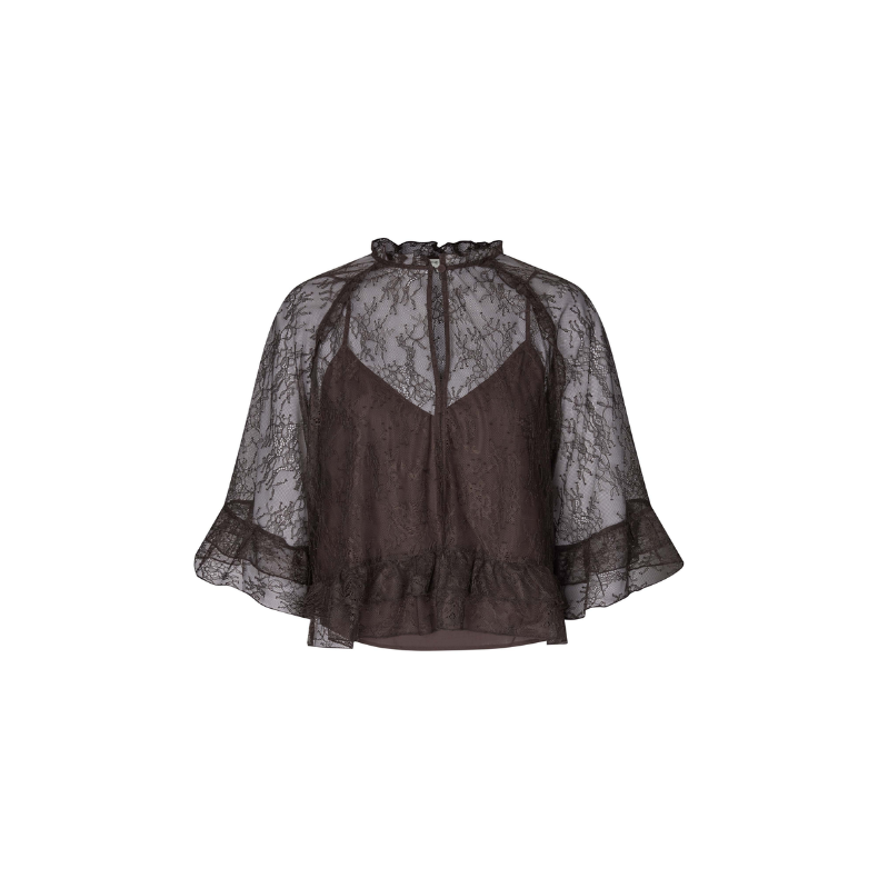 Sybell lace ruffle blouse Second Female, demitasse