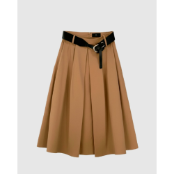  Heather medi skirt WithBlack, Dark Camel