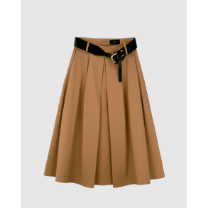  Heather medi skirt WithBlack, Dark Camel
