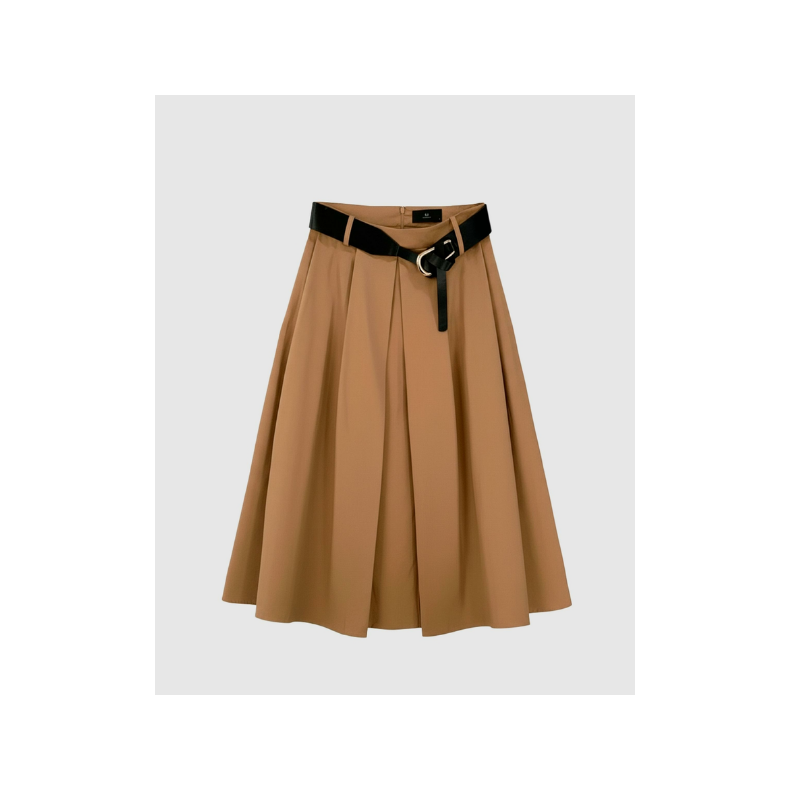  Heather medi skirt WithBlack, Dark Camel