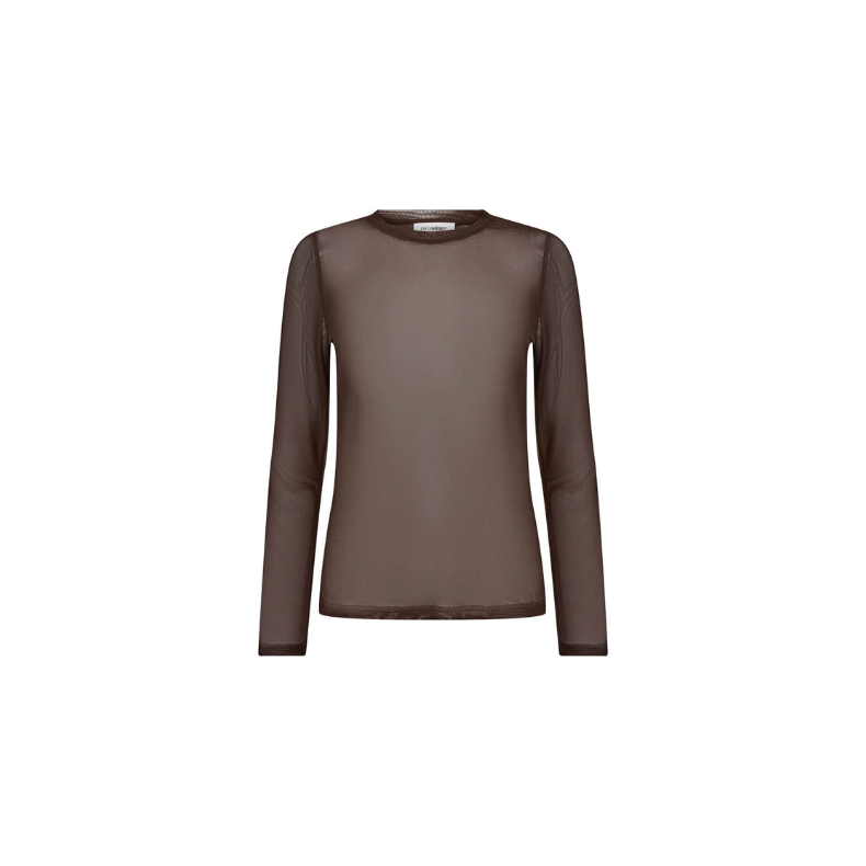 Mesh o-neck blouse Co'Couture, brown