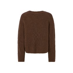 Baze patchwork knit cropped sweater Rabens Saloner, brown