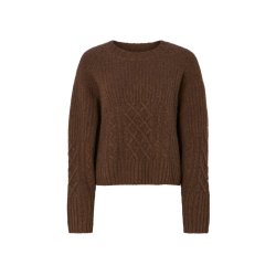 Baze patchwork knit cropped sweater Rabens Saloner, brown