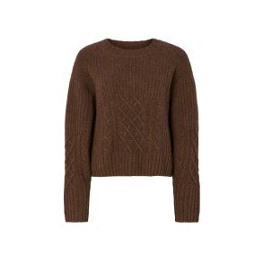Baze patchwork knit cropped sweater Rabens Saloner, brown