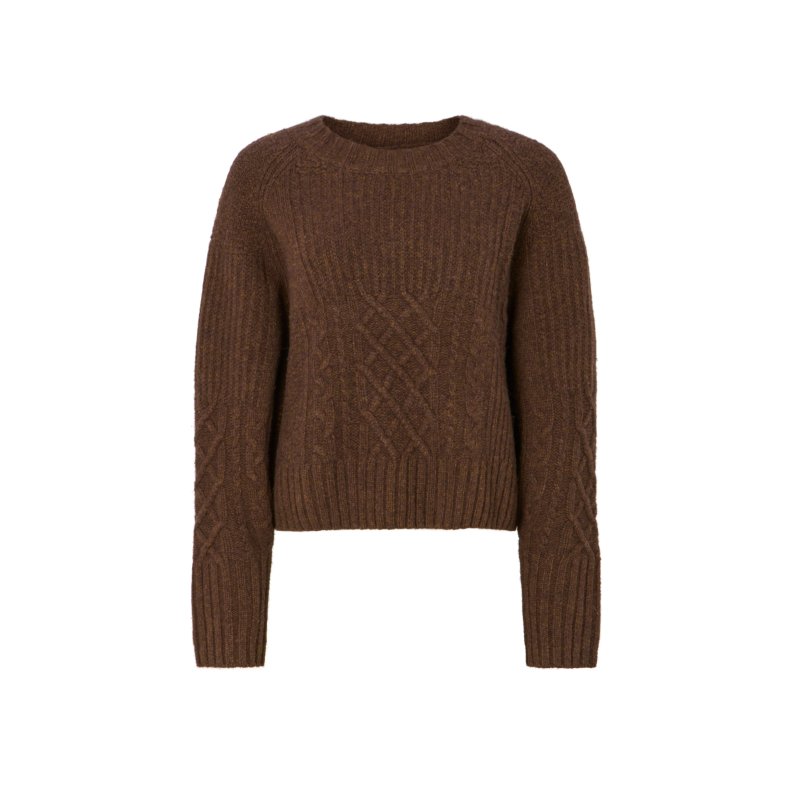 Baze patchwork knit cropped sweater Rabens Saloner, brown