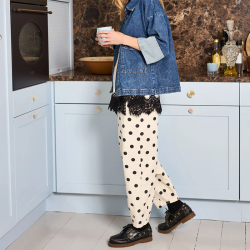 Black Colour Ellie barrel pant, white dot