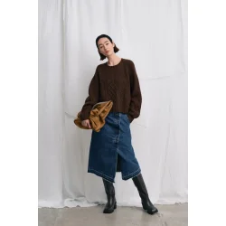 Nicka denim skirt Rabens Saloner, dark indigo