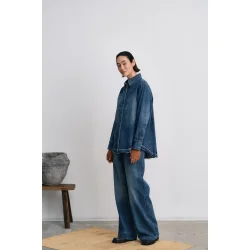 Paia denim bib shirt Rabens Saloner, dark indigo