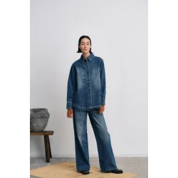 Paia denim bib shirt Rabens Saloner, dark indigo